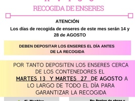 Aviso de recogida de enseres