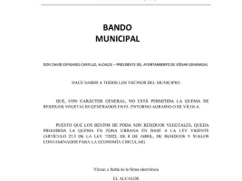 Bando Municipal sobre la quema de residuos vegetales