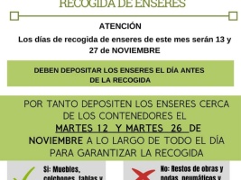 Aviso de recogida de enseres y ofibús de Caixabank Noviembre 2024