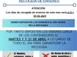 Aviso de recogida de enseres y ofibús de Caixabank Abril 2026