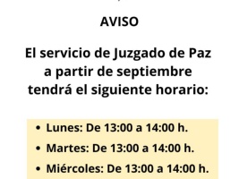 Horarios del servicio del juzgado de paz