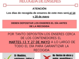 Aviso de recogida de enseres y ofibús de Caixabank Mayo 2025