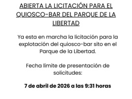 Abierta la licitación para el kiosko-bar del parque de la libertad