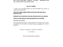Impuesto sobre vehículos de tracción mecánica, ejercicio 2026