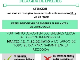 Aviso de recogida de enseres y ofibús de Caixabank Mayo 2026