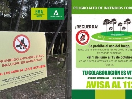 Aviso prohibido encender fuego inclusive barbacoas